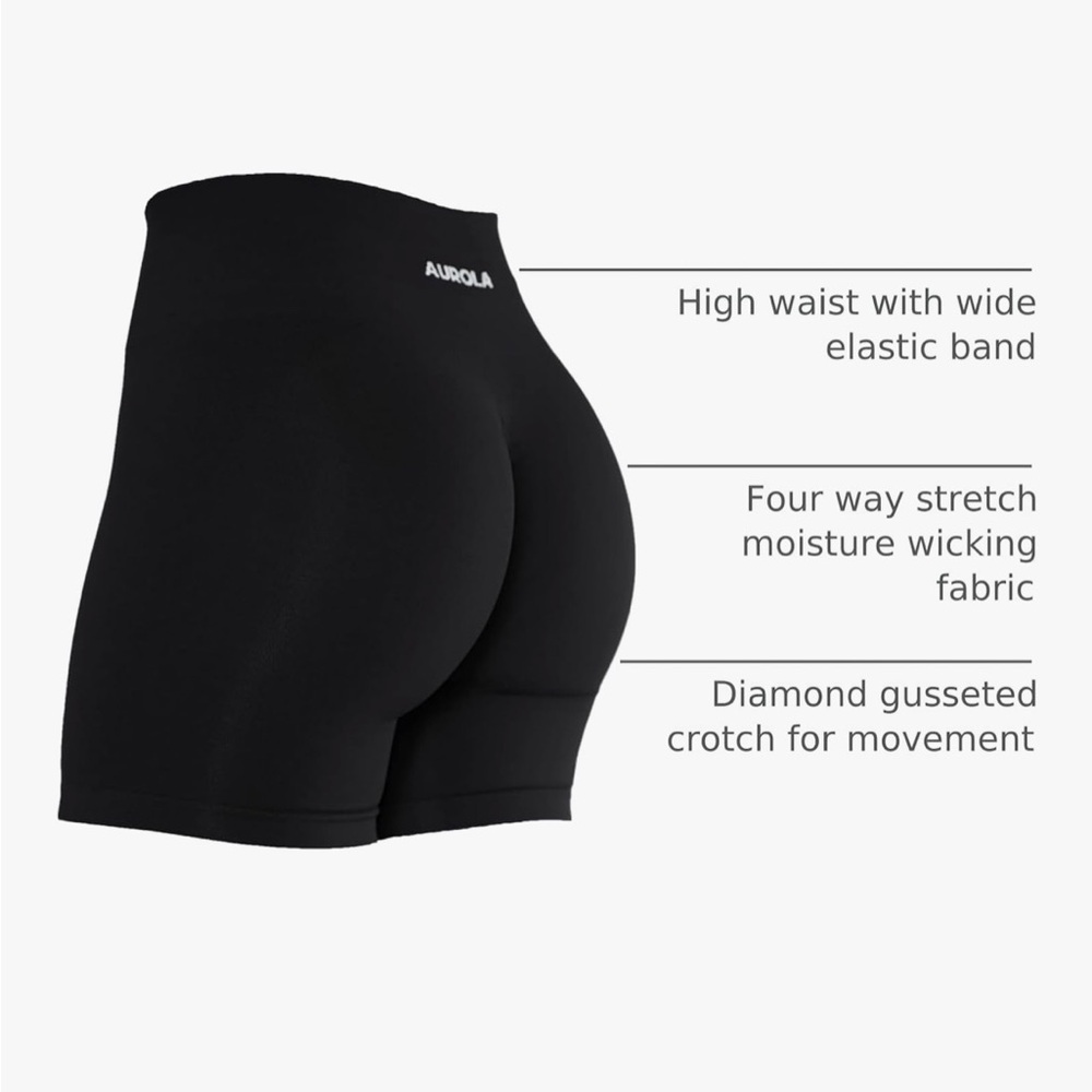 Aurola Black High-Rise Athletic Bike Shorts